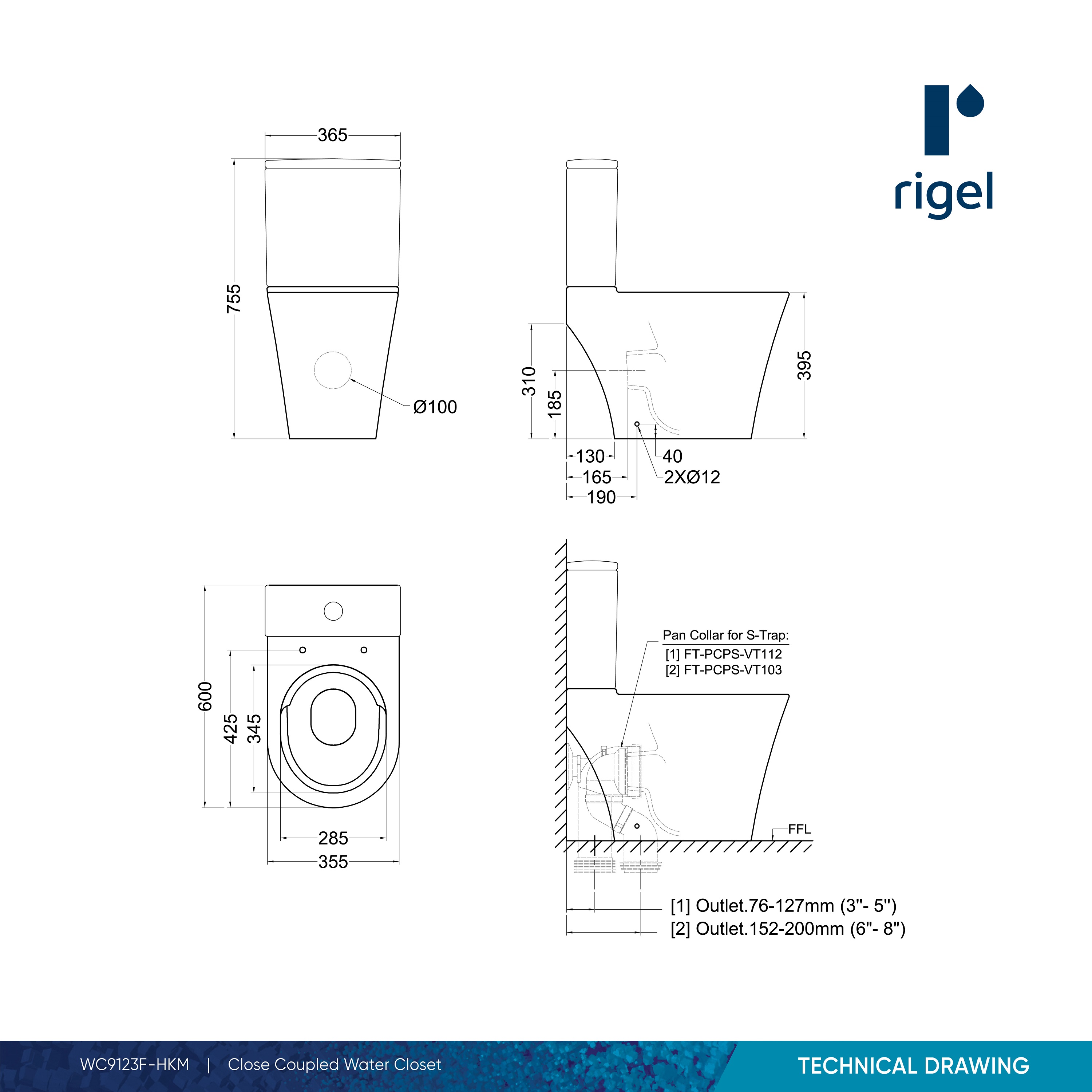 RIGEL Zerorim Toilet Bowl WC9123F | Shopee Singapore
