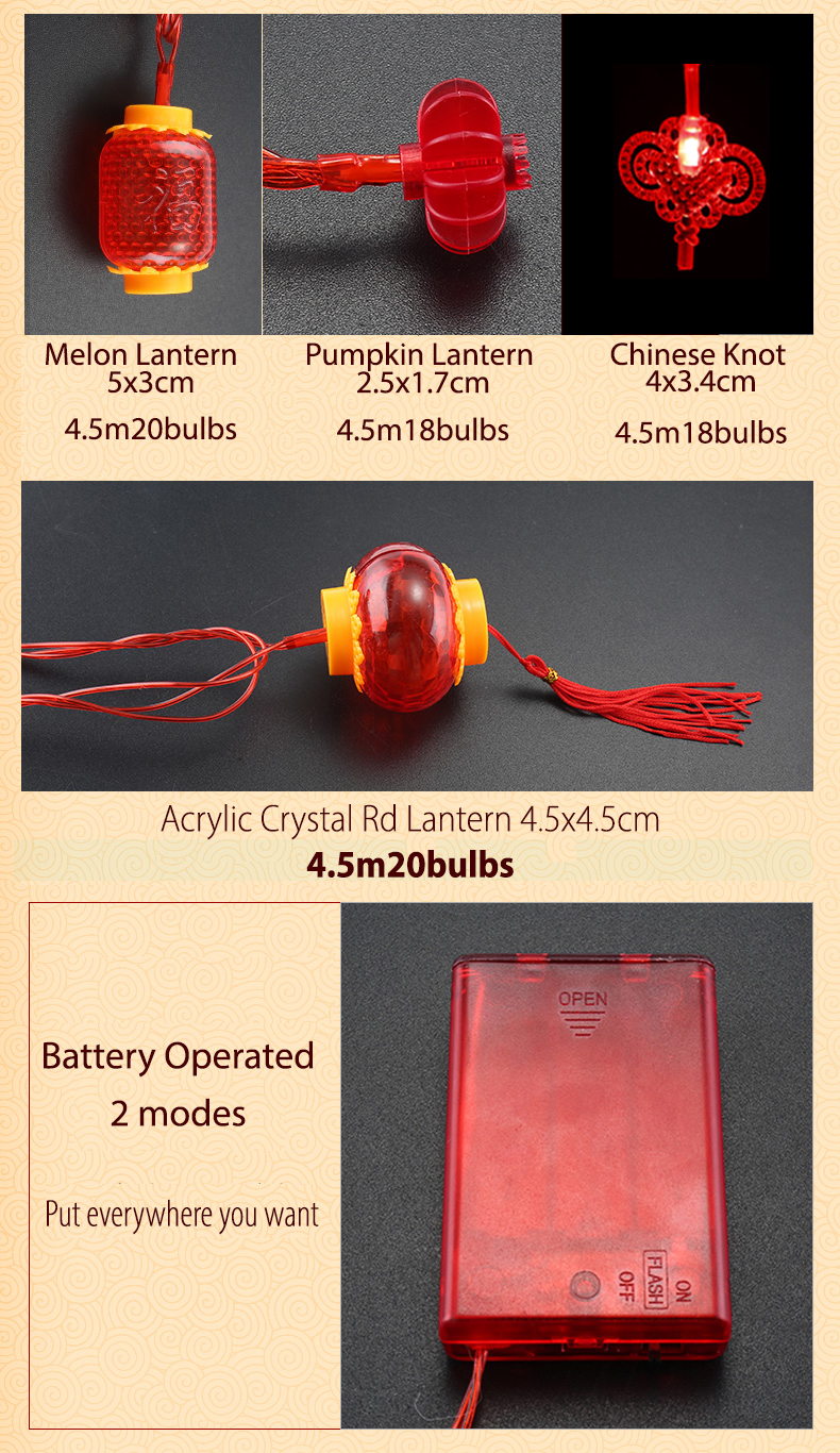 [V.Home] LED Red Hanging Lanterns String Lights Chinese New Year String ...