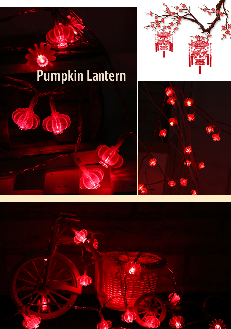 [V.Home] LED Red Hanging Lanterns String Lights Chinese New Year String ...