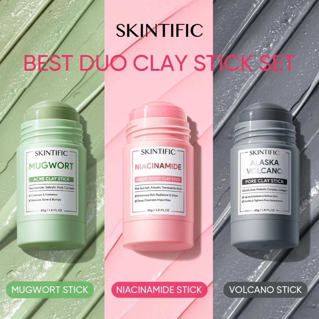 SKINTIFIC Mugwort/Niacinamide/Volcano Acne Clay Stick Mask - Cleanses ...