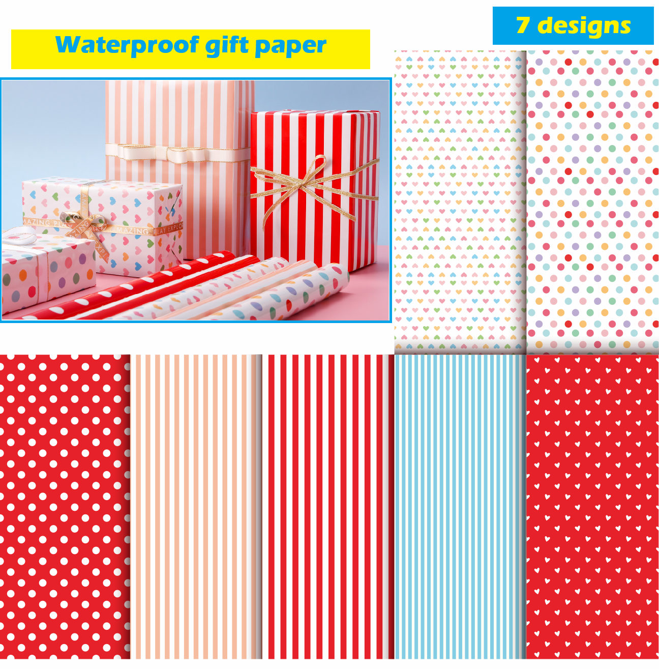 [10 rolls] -Waterproof- DIY Gift Wrapping Paper Present packing paper ...