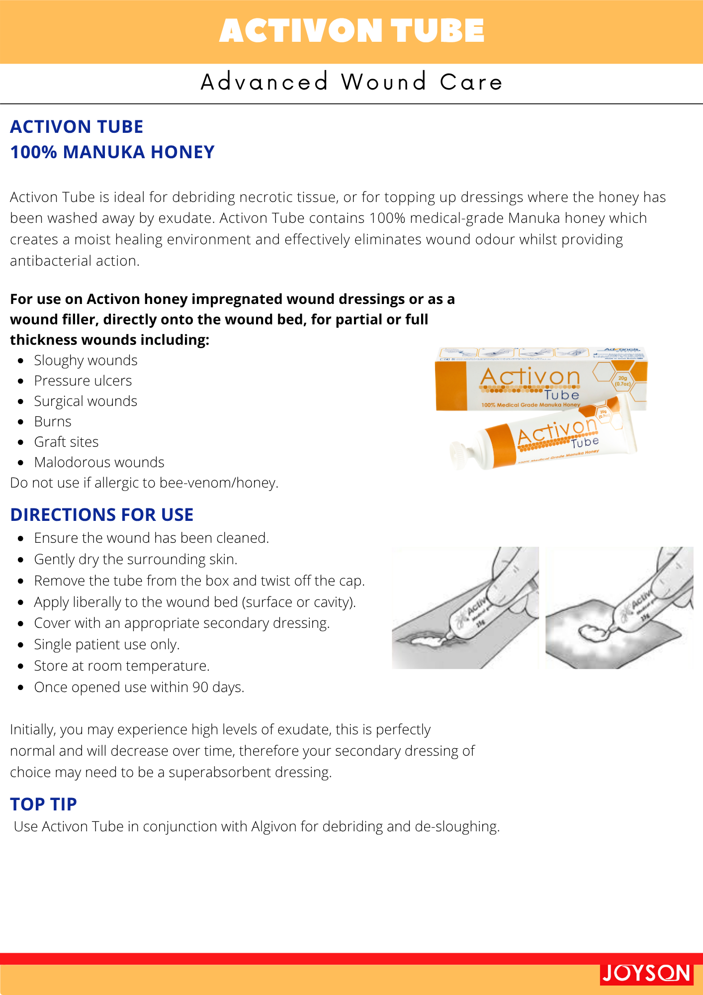 ACTIVON® TUBE MEDICAL GRADE MANUKA HONEY FOR WOUND CARE, 25G TUBE ...