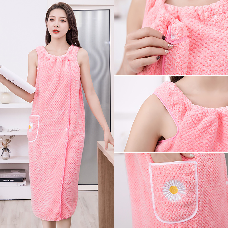 【SG】Bathrobe Wearable Bath Towel Fast Drying Absorbent Soft Women Sling ...