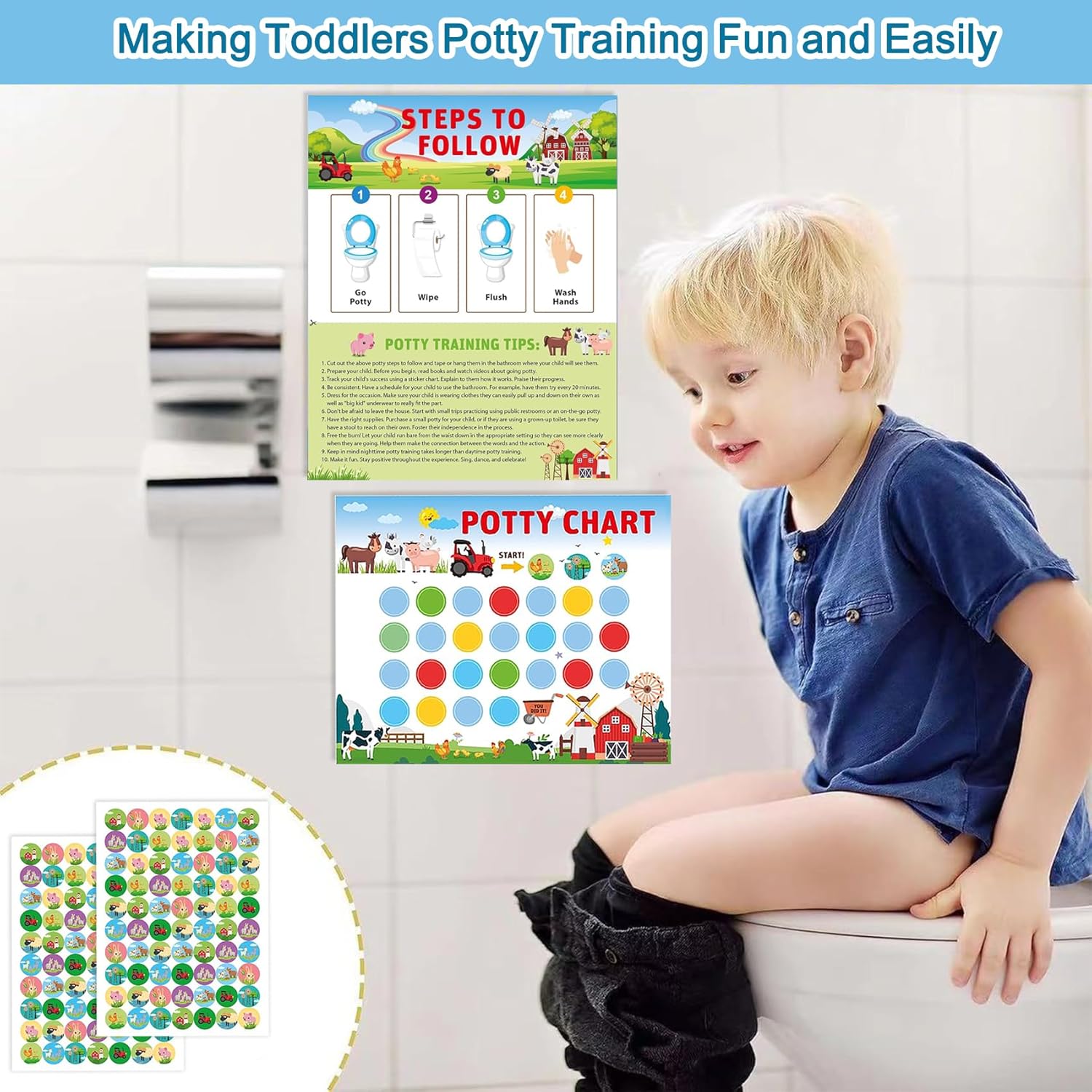 Potty Training Chart For Toddlers Sticker Chart Fun Motivating Potty ...
