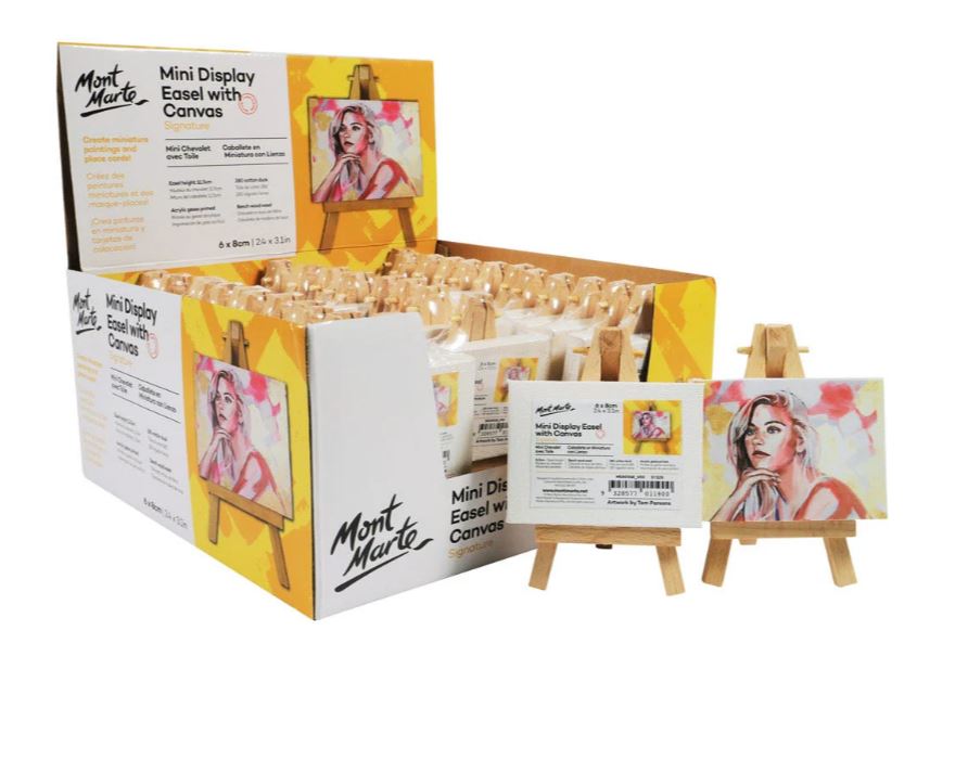 Mont Marte Mini Display Easel with Canvas Signature 6x8cm - Perfect for ...