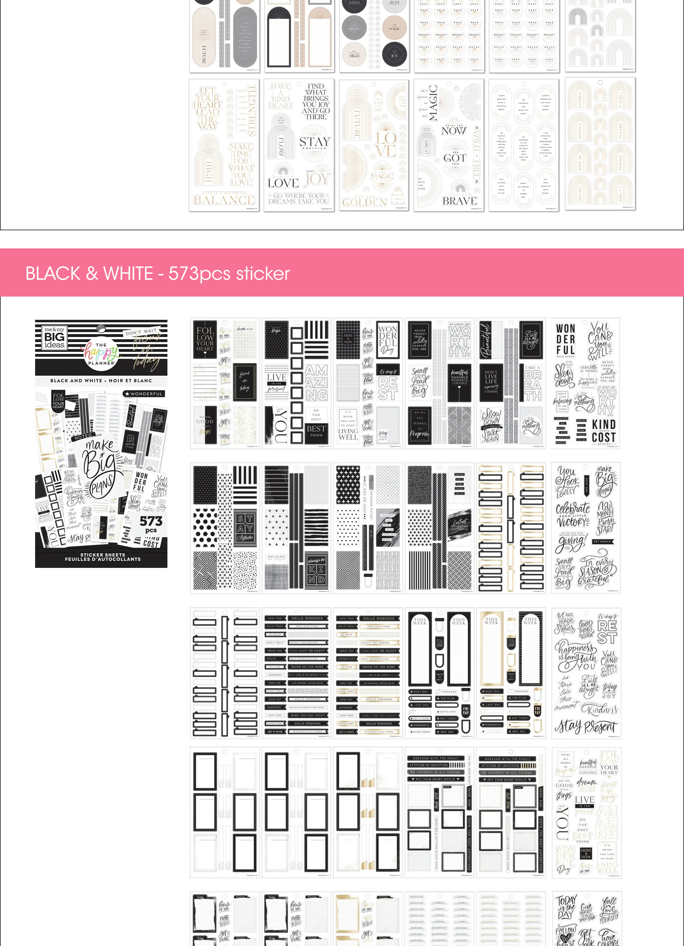 Happy Planner Sticker - Minimalist, Black White, Gold Black | Shopee