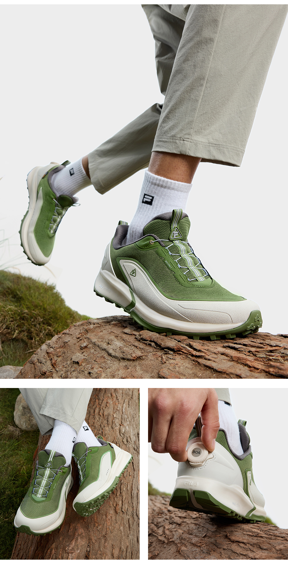 FILA CORE ATHLETICS BOA LYNX 3 Men Sneakers (White / Green) | Shopee ...