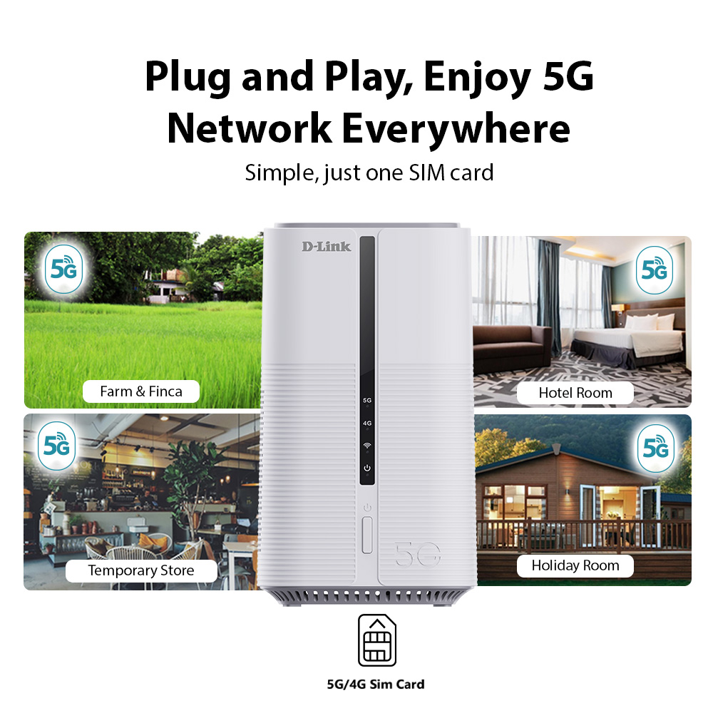D-Link DWR-BE7200G 5G NR Wi-Fi 7 BE7200 Multi-Gigabit (MG) VoNR/Vo5G ...