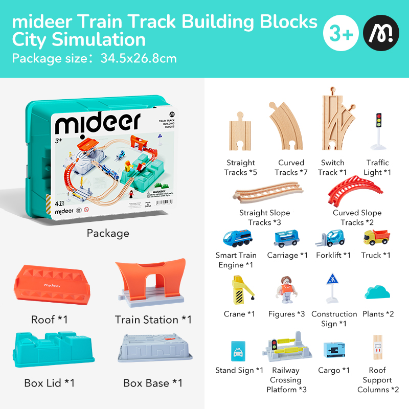 MiDeer Urban Adventure Train Track Building Blocks with Motorized Train ...