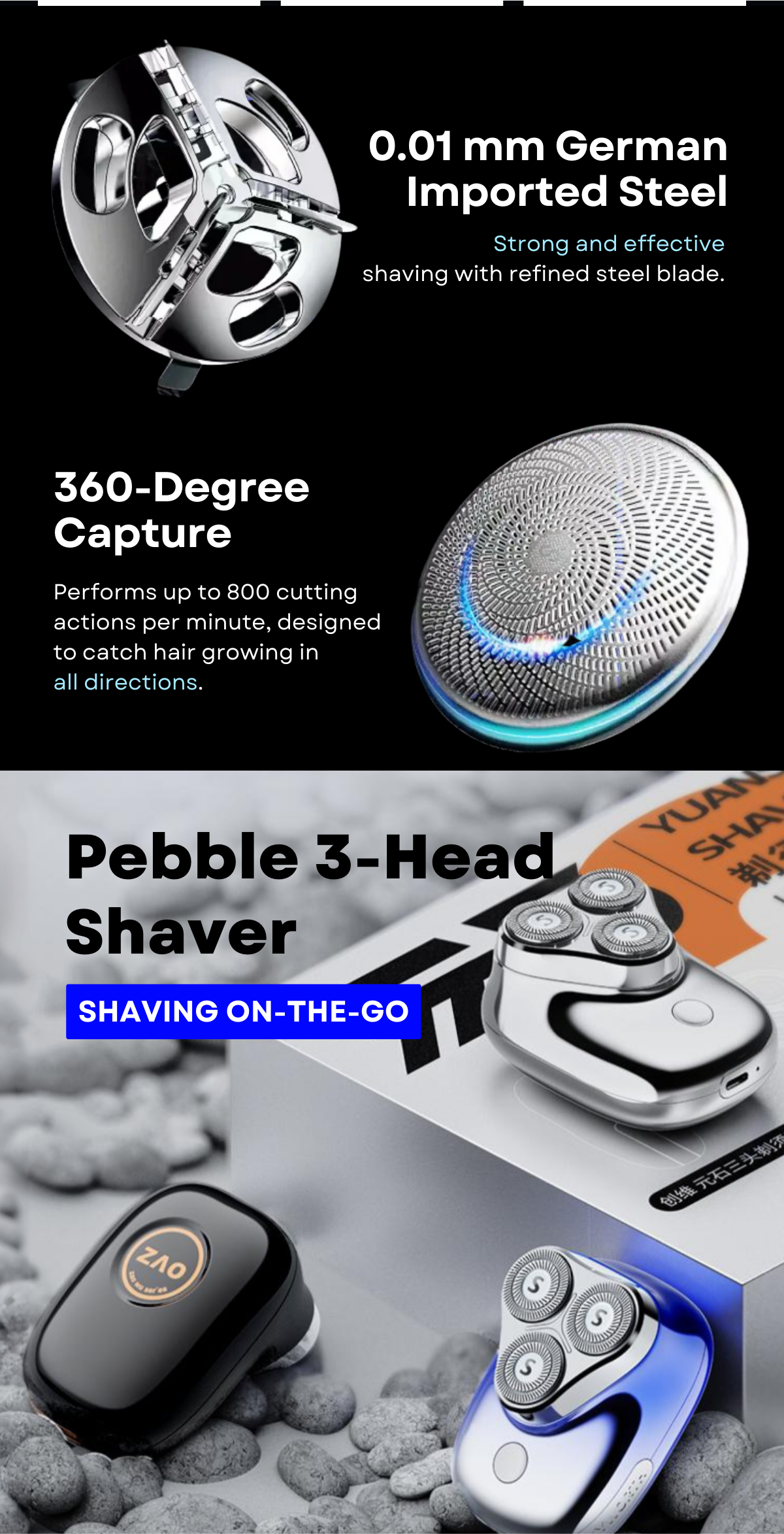 Skyworth Mini Pebble / YS33 / G3 / S5 / ZXS31 Electric Shaver with Li ...