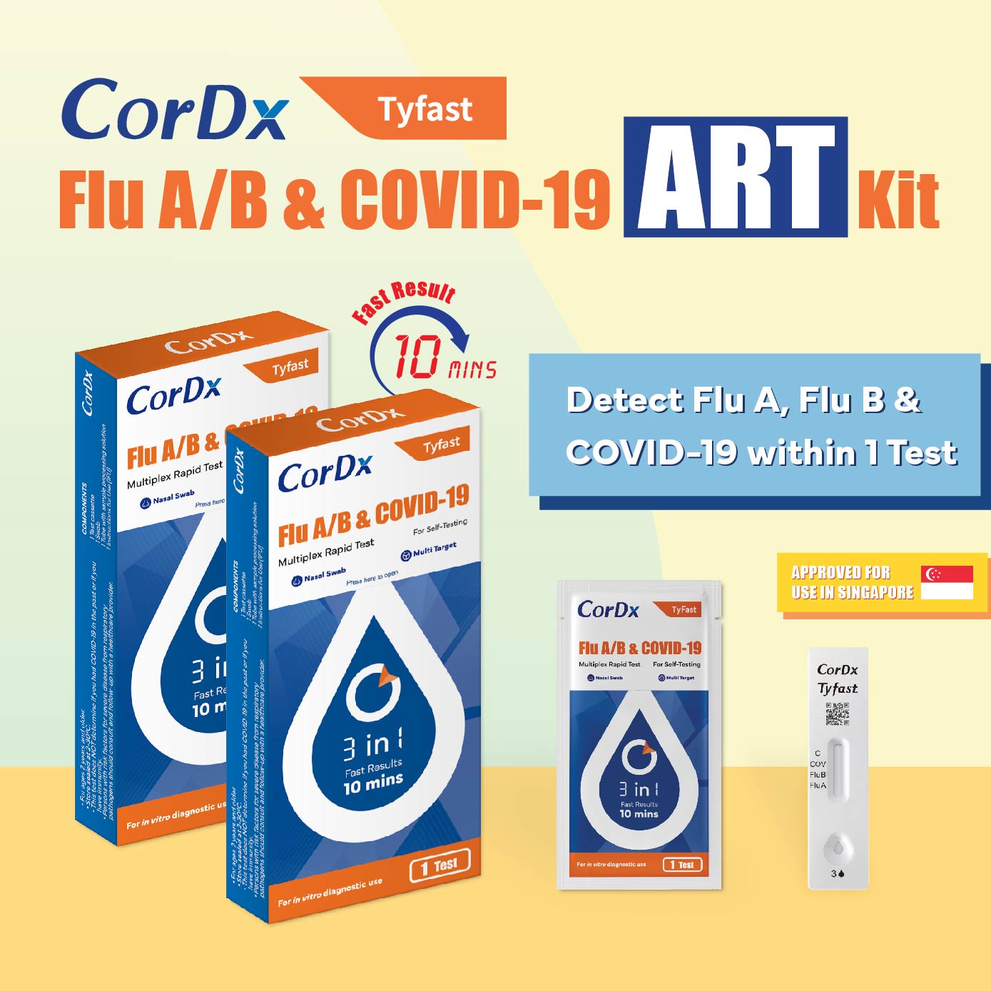 CORDX TYFAST Flu A/B & Covid-19 ART Kit For Self-Testing 2s | Shopee ...
