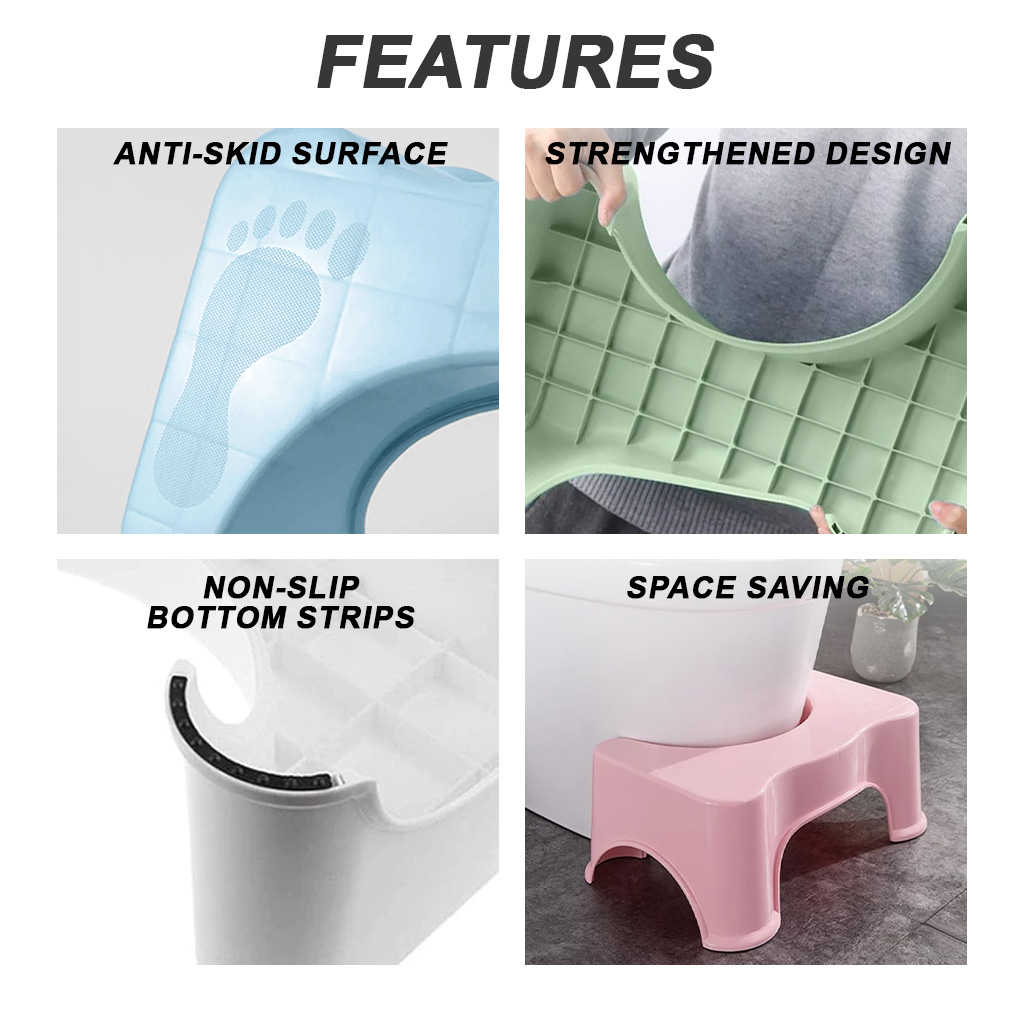 Non-Slip Squat Step Stool Bathroom Anti Slip Portable Constipation ...