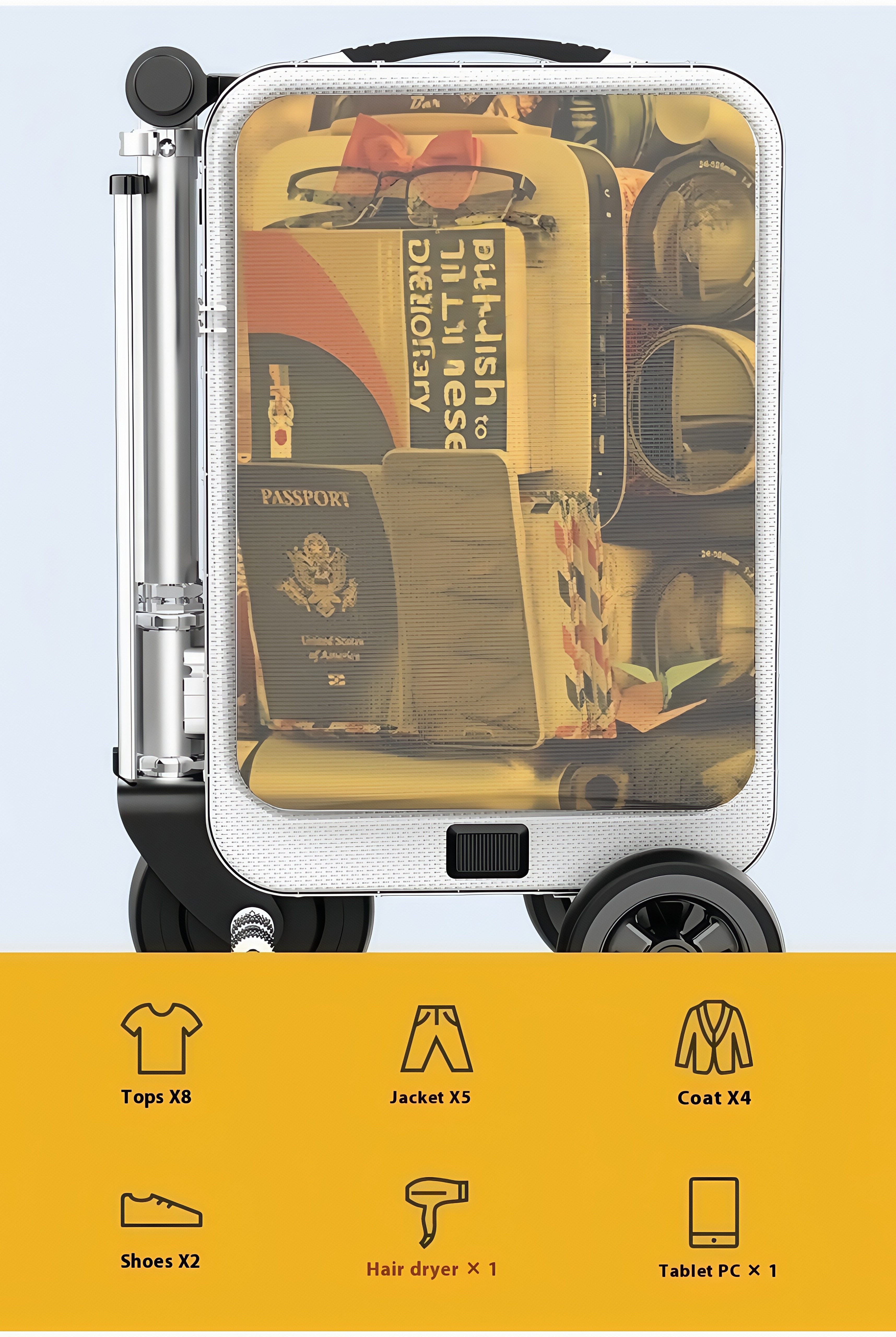 Smart Electric Rideable Suitcase Motorized Luggage Scooter 13km/h 110kg ...