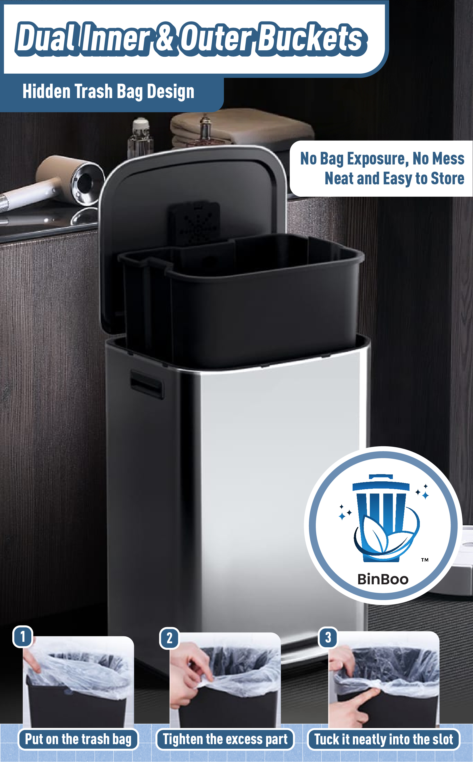 [SG STOCK] Stainless Steel Pedal Dustbin | Soft Close Lid Trash Bin ...