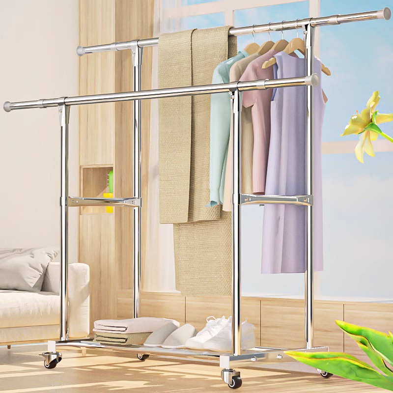 Double pole clothes drying rack Stainless Steel Rack Clothes Hanger ...