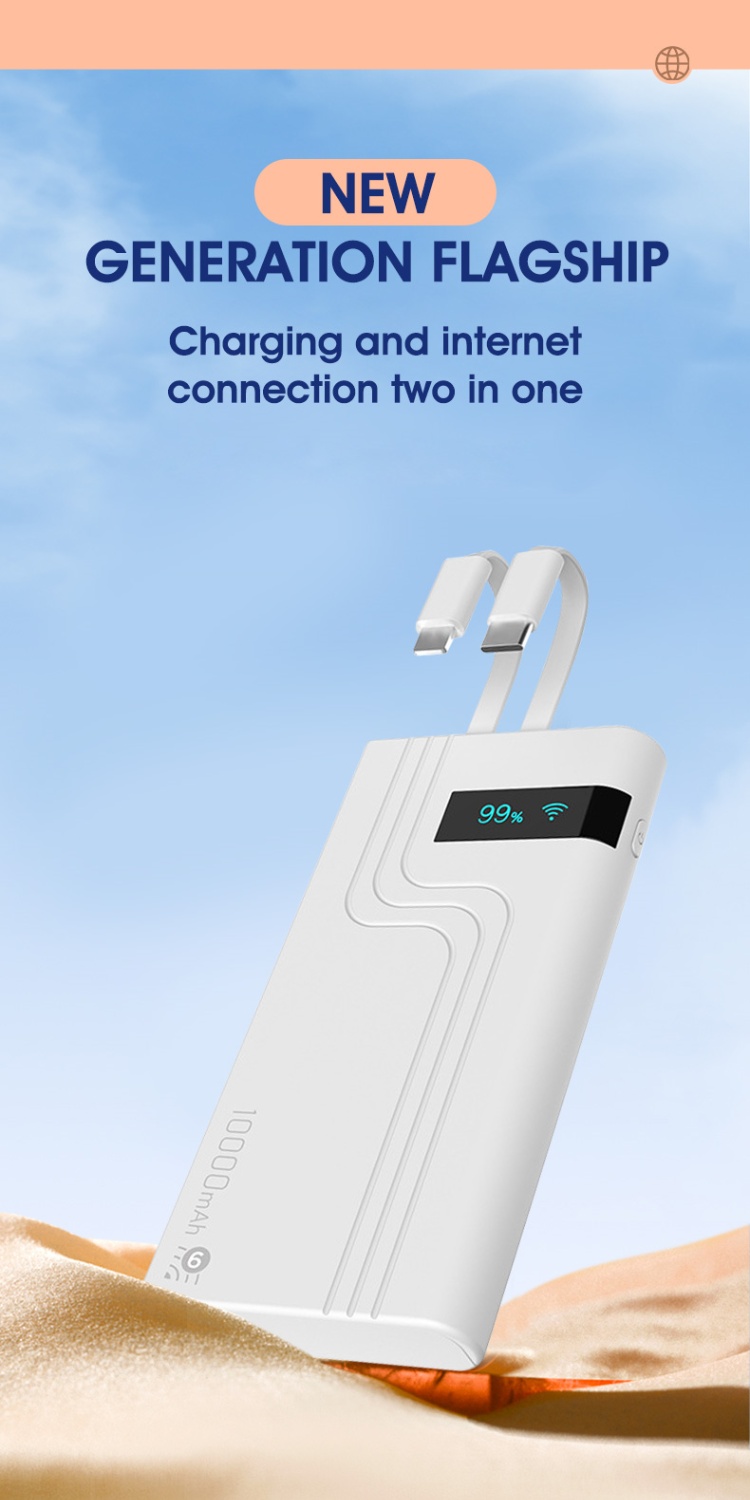 HXR 4G WIFI Router 10000mAh Powerbank Fast Charging Built-in Cables ...