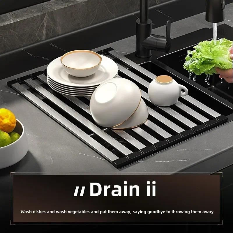304 Stainless Steel Kitchen Sink Drain Rack Foldable Retractable Sink ...
