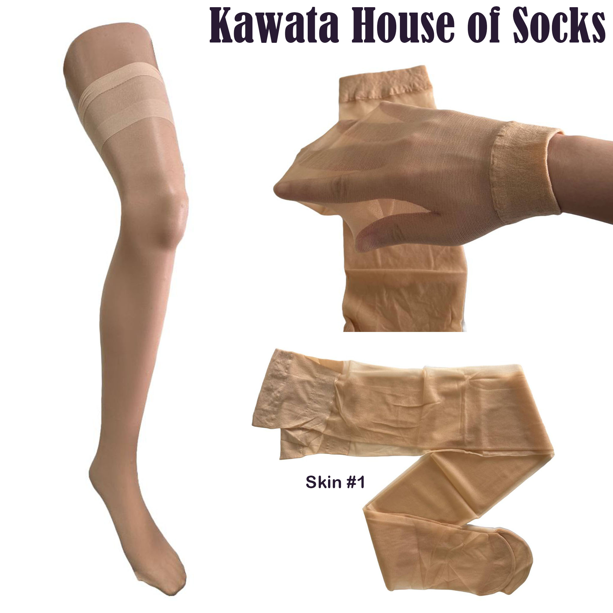 Kawata Ankle | Knee High | Thigh High Translucent Sheer Stockings, 20 ...