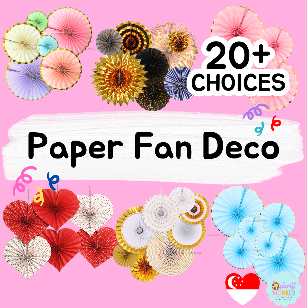 [SG Seller] Party Paper Fan Decoration Pinwheel Birthday Party Weddning ...