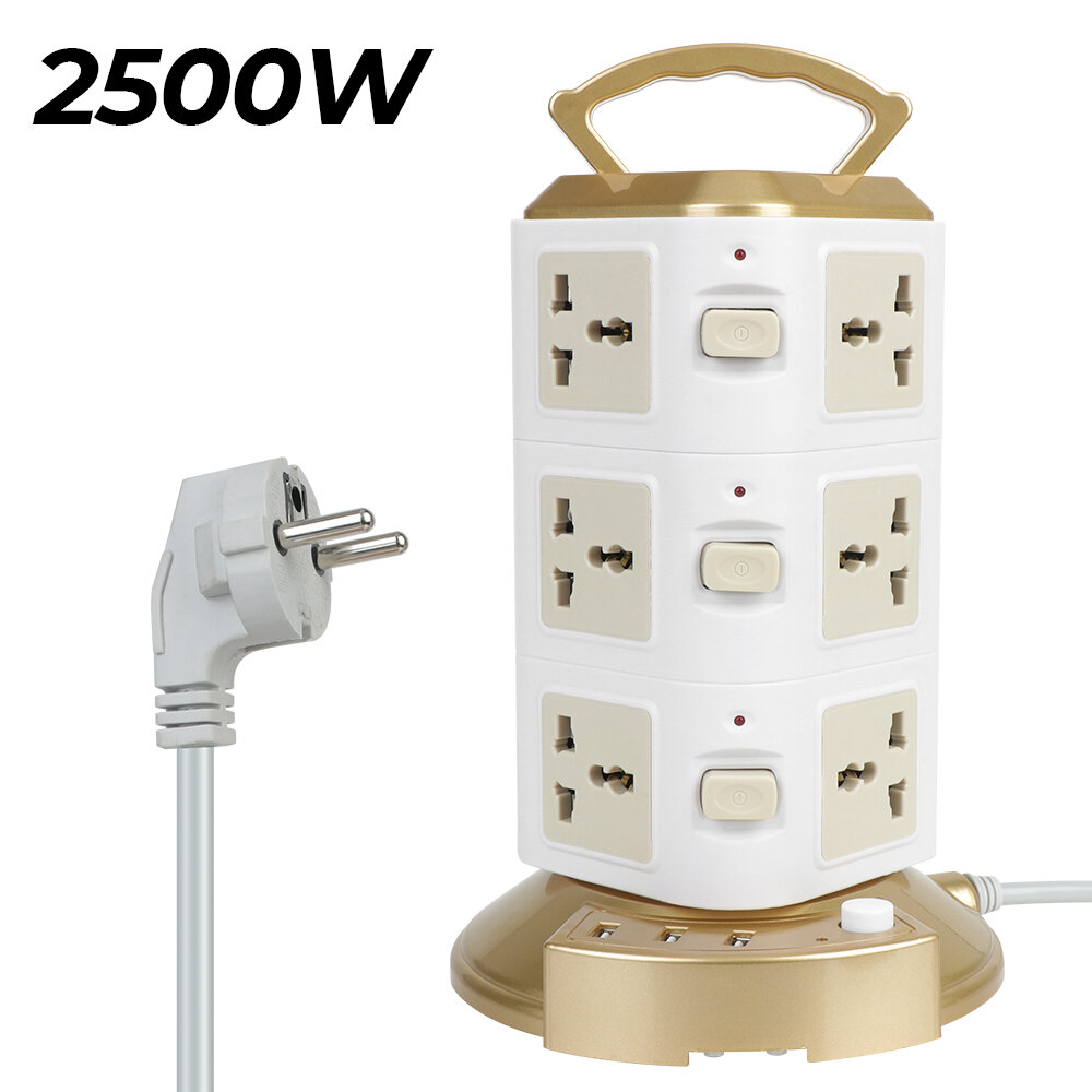 3 Meter Wire Space Saving Universal Tower Extension Socket Plug Dual ...