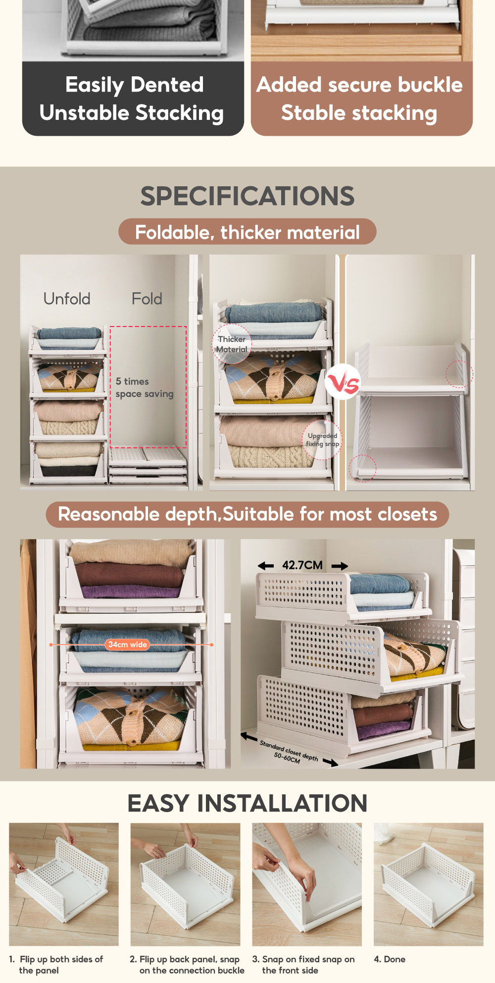 Buy1 Get1Free Wardrobe Storage Drawer-Style Dormitory Clothes Layered ...