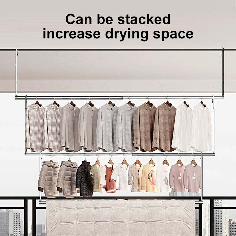 JOJO Clothes Drying Rack Extendable Stainless Steel Balcony Clothes ...