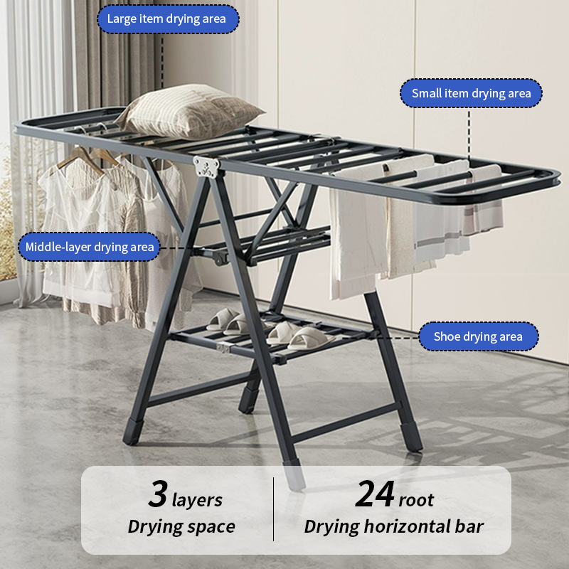 🚀SG Next Day Delivery🚀Portable Folding Clothes Rack Stainless Steel ...
