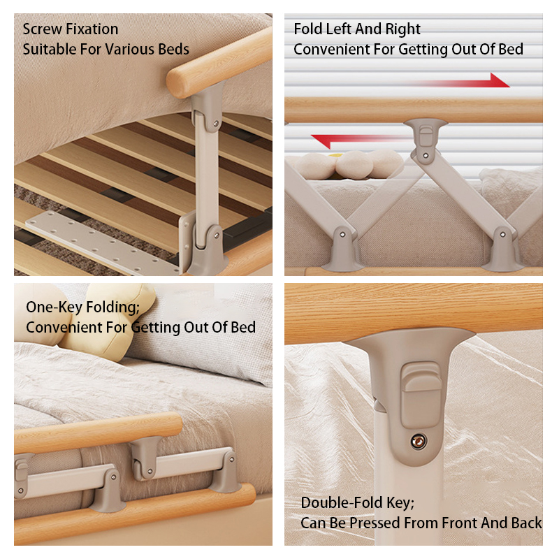 Folding Bed Rails Safety Bed Assist Rail with Adjustable Heights for ...