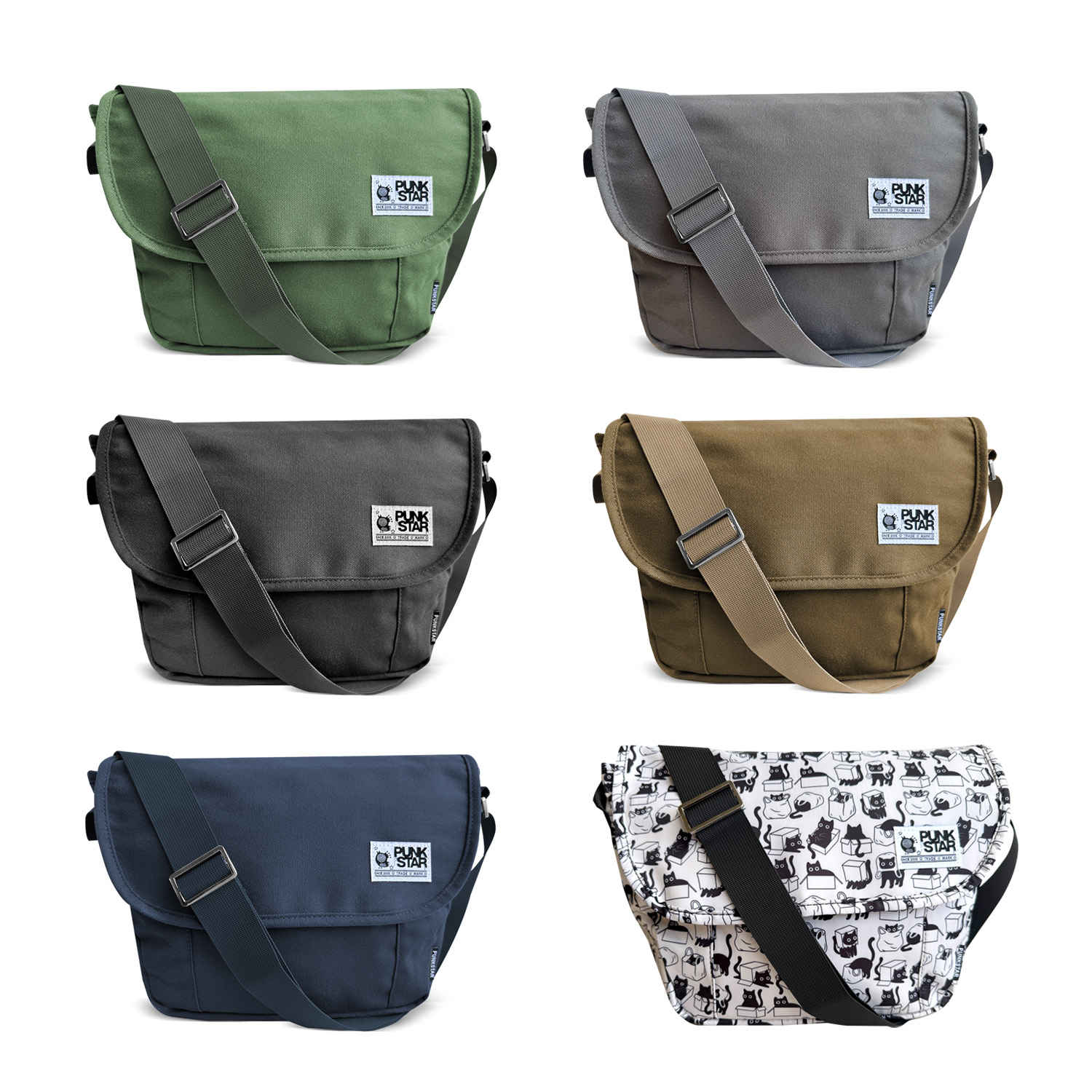 PUNKSTAR Waterproof Canvas Shoulder Messenger Bag Lightweight Crossbody ...