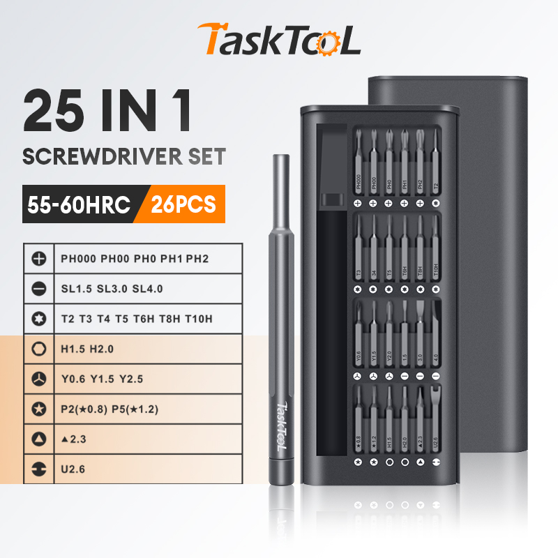 TASKTOOL 25PCS Precision Screwdriver Set Portable Magnetic Screwdriver ...
