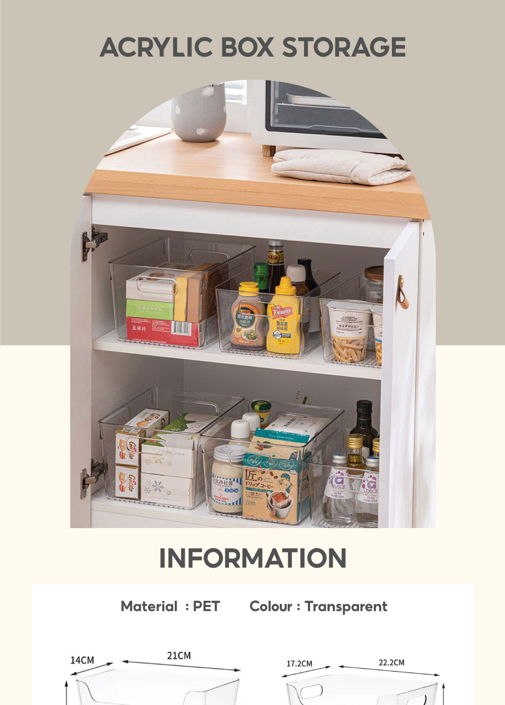 Snack Organiser Pantry Storage Acrylic Box Plastic Clear Container ...