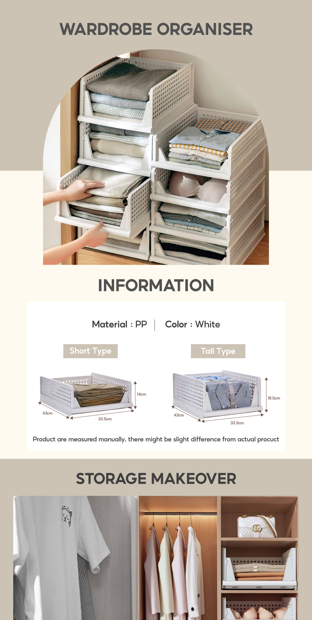 Buy1 Get1Free Wardrobe Storage Drawer-Style Dormitory Clothes Layered ...