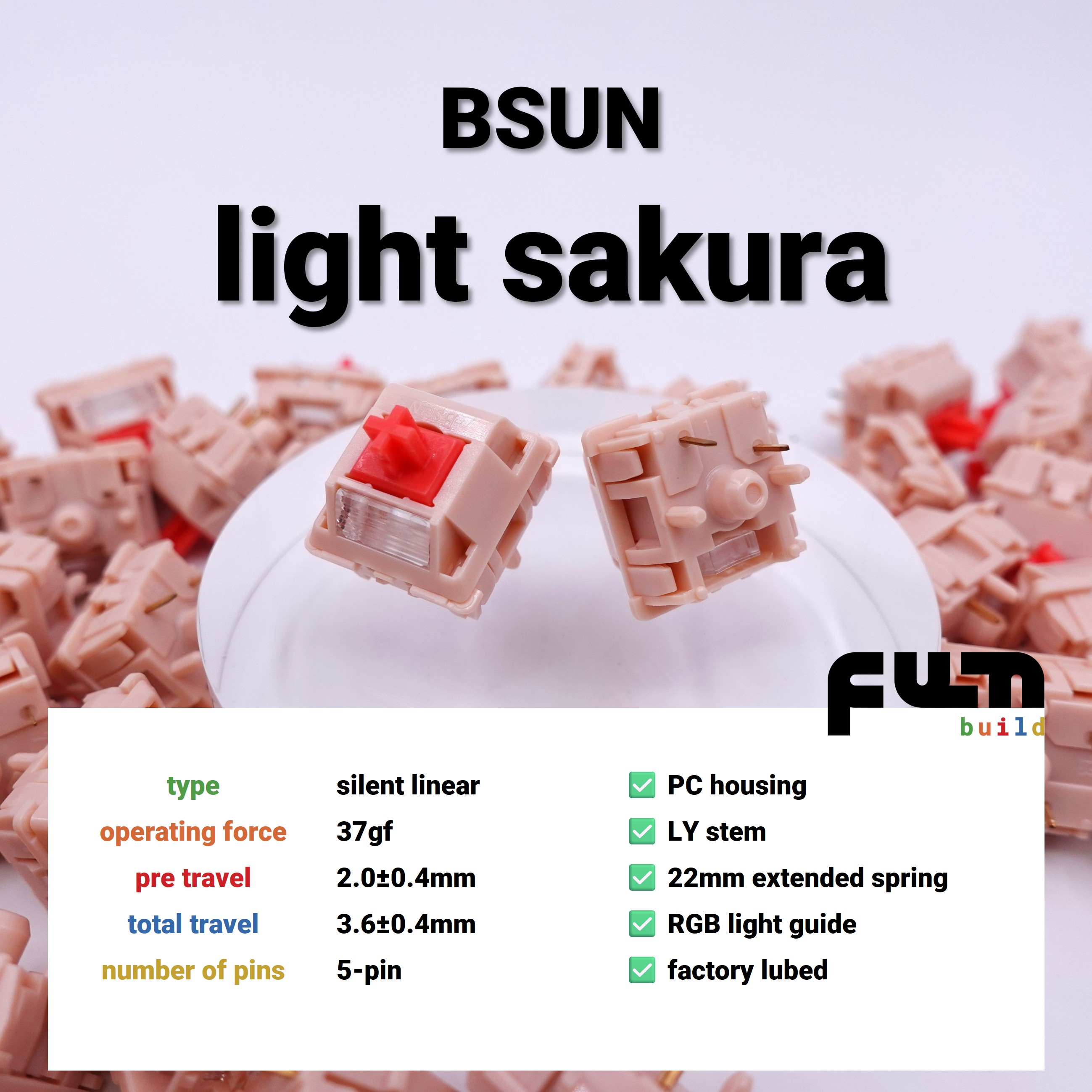 BSUN Light Sakura Silent Linear Switch for Mechanical Keyboard | Shopee ...