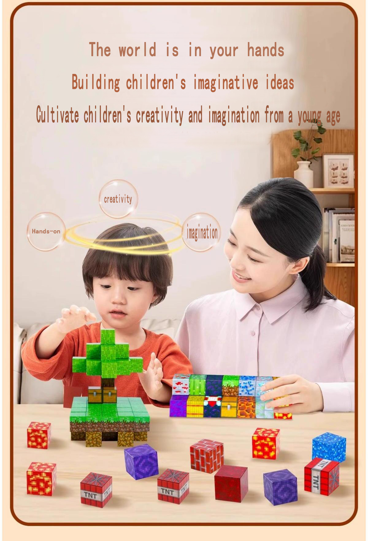 Magnetic Cube Building Blocks Toy Mine Assembly Magnet Block Building ...