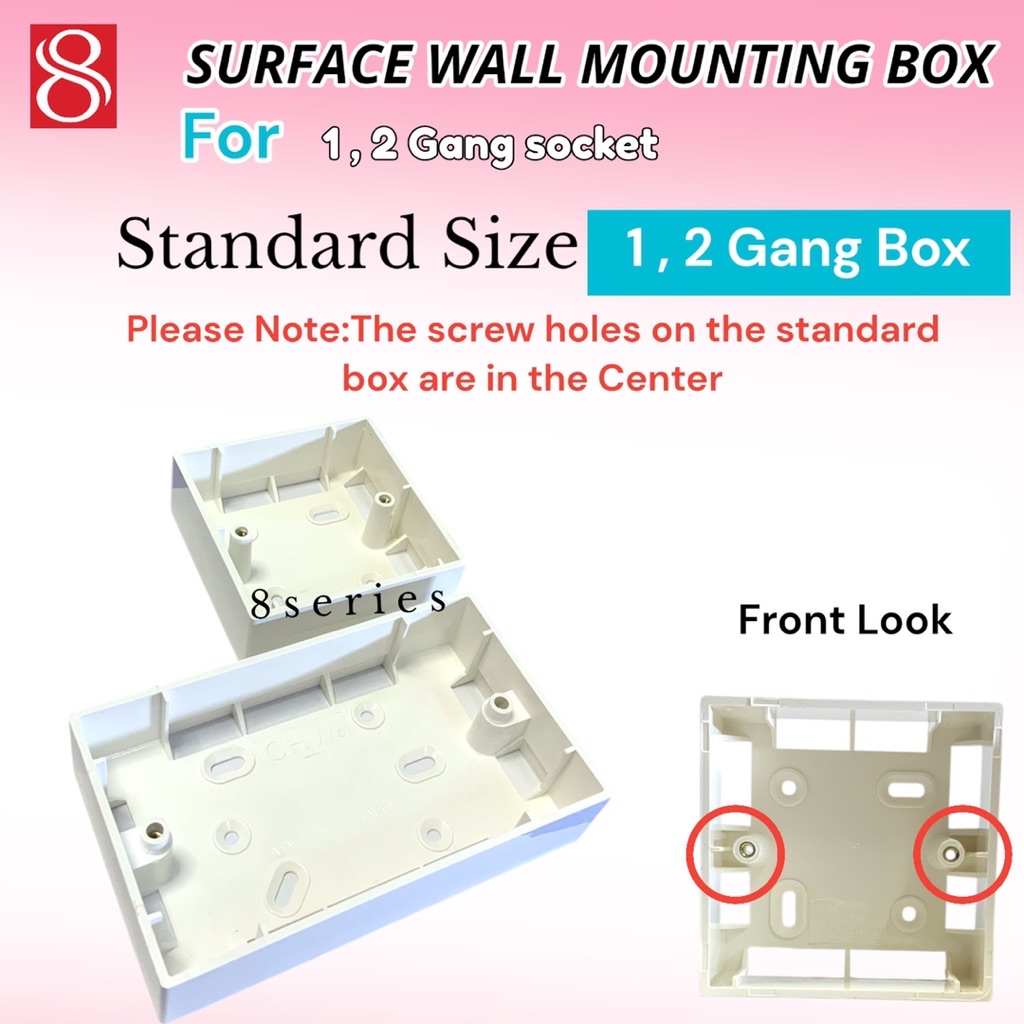 (SG seller) 1 Gang 2 Gang Switch & Socket Surface Mounting Box Standard ...
