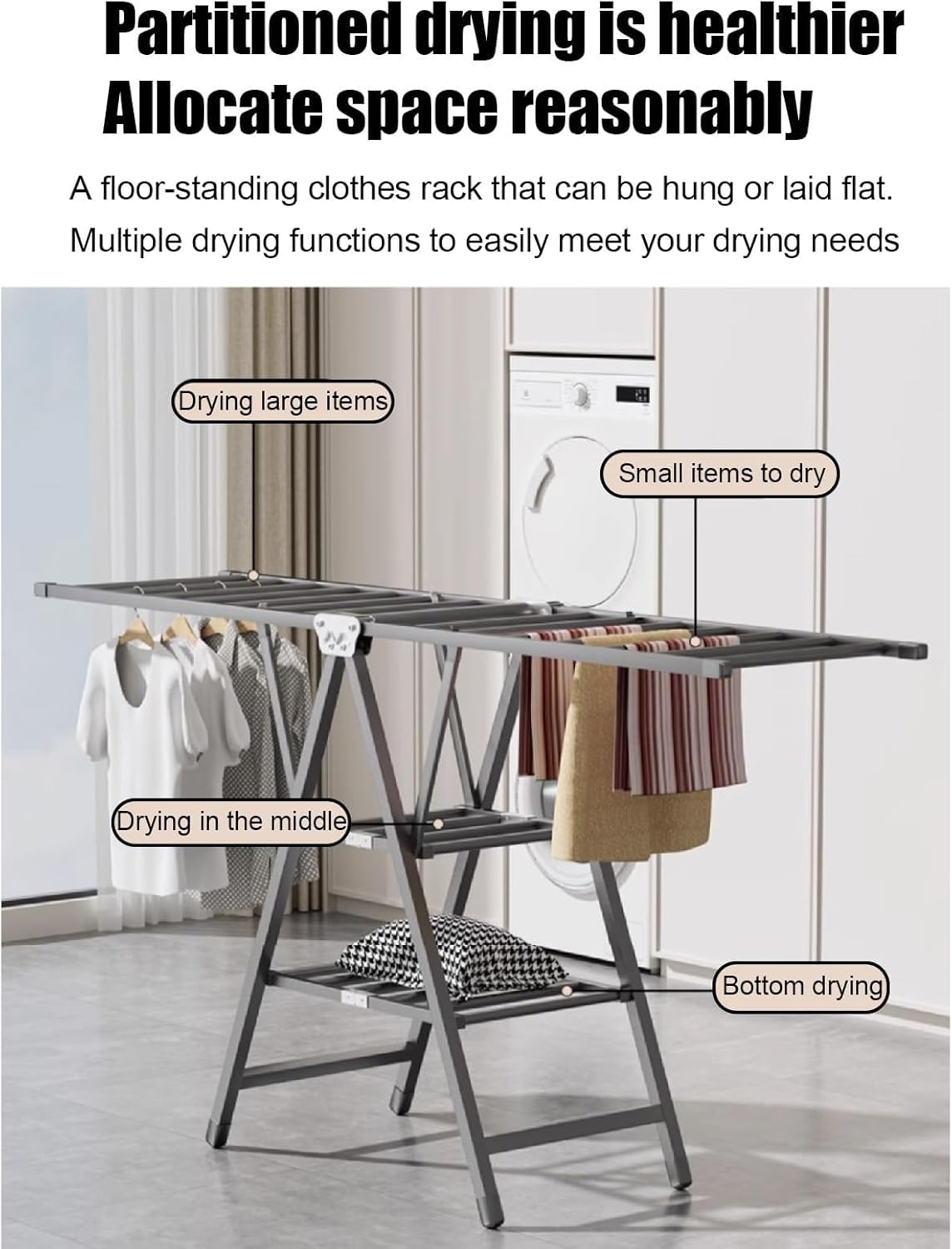[SG Stock]Foldable Clothes Drying Rack Multifunctional Laundry Rack ...