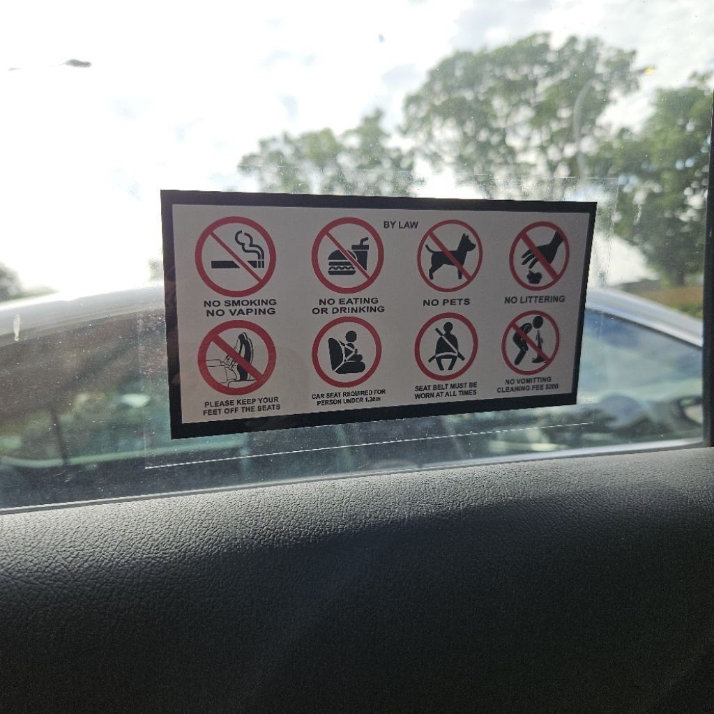 Phv, Taxi warning sign static cling decal reusable. | Shopee Singapore