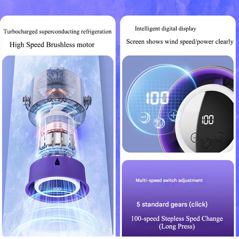 100 Gears Wireless Clip Fan Desk Table Fan Strong Wind With Light Clip ...