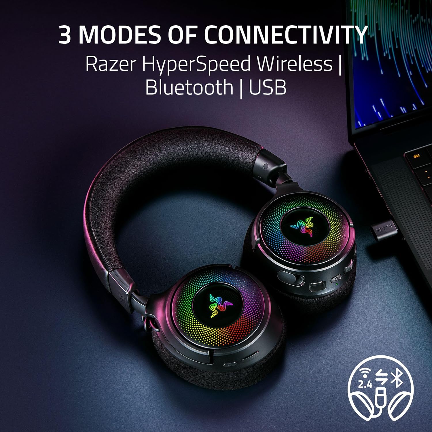 Razer Kraken V4 Wireless Gaming Headset with Chroma RGB – For PC, Mac ...