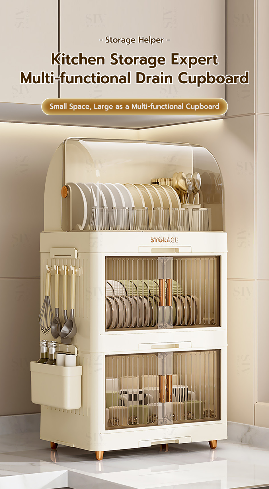 Salvo Dish Rack With Cover Foldable Cutlery Drainer Kitchen Storage ...