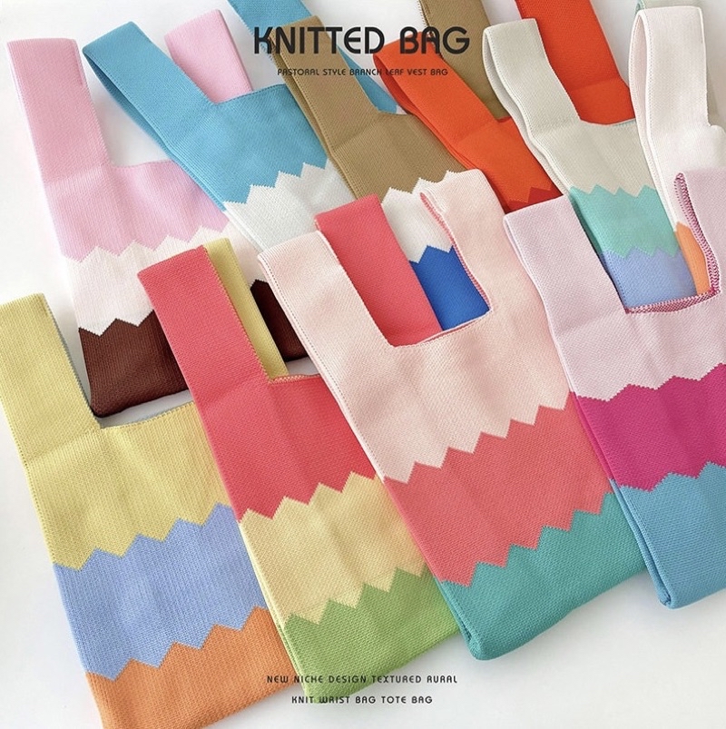 🇸🇬[SG Stock] Candy Color Knit Tote Bag Women Handbags Cute Shopping ...