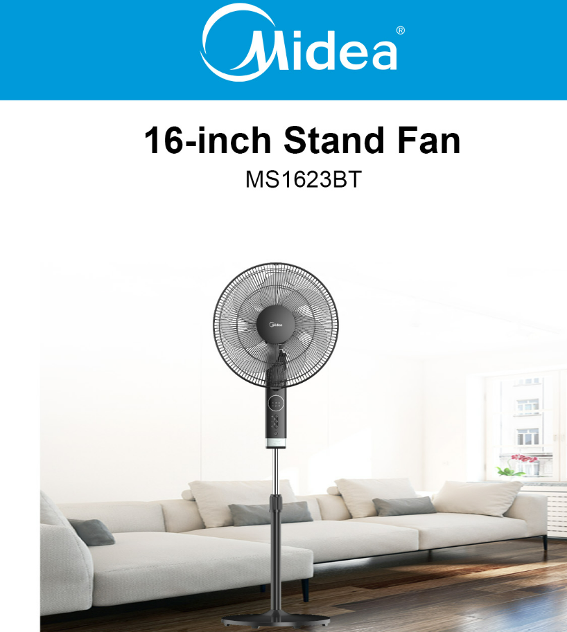 MIDEA MS1623BT 16 INCH TECHWIND AIR BOOST SYSTEM STAND FAN - 2 YEARS ...