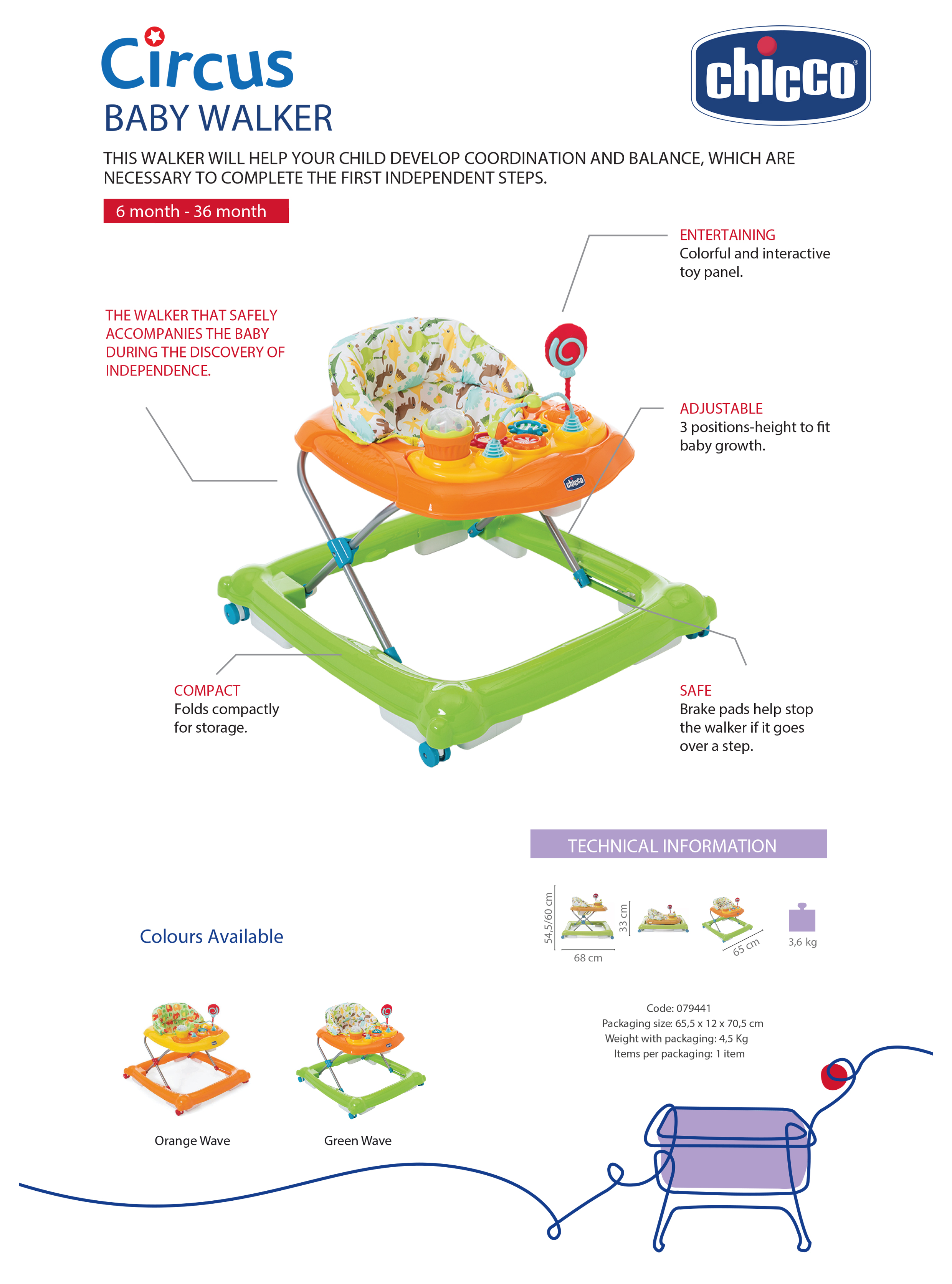 Chicco circus baby walker online