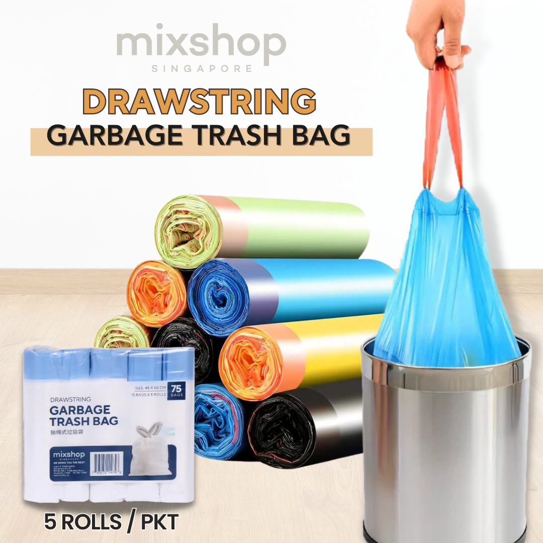 1 Roll (15Pcs/Roll) Thickened Drawstring Trash Bag Garbage Bags