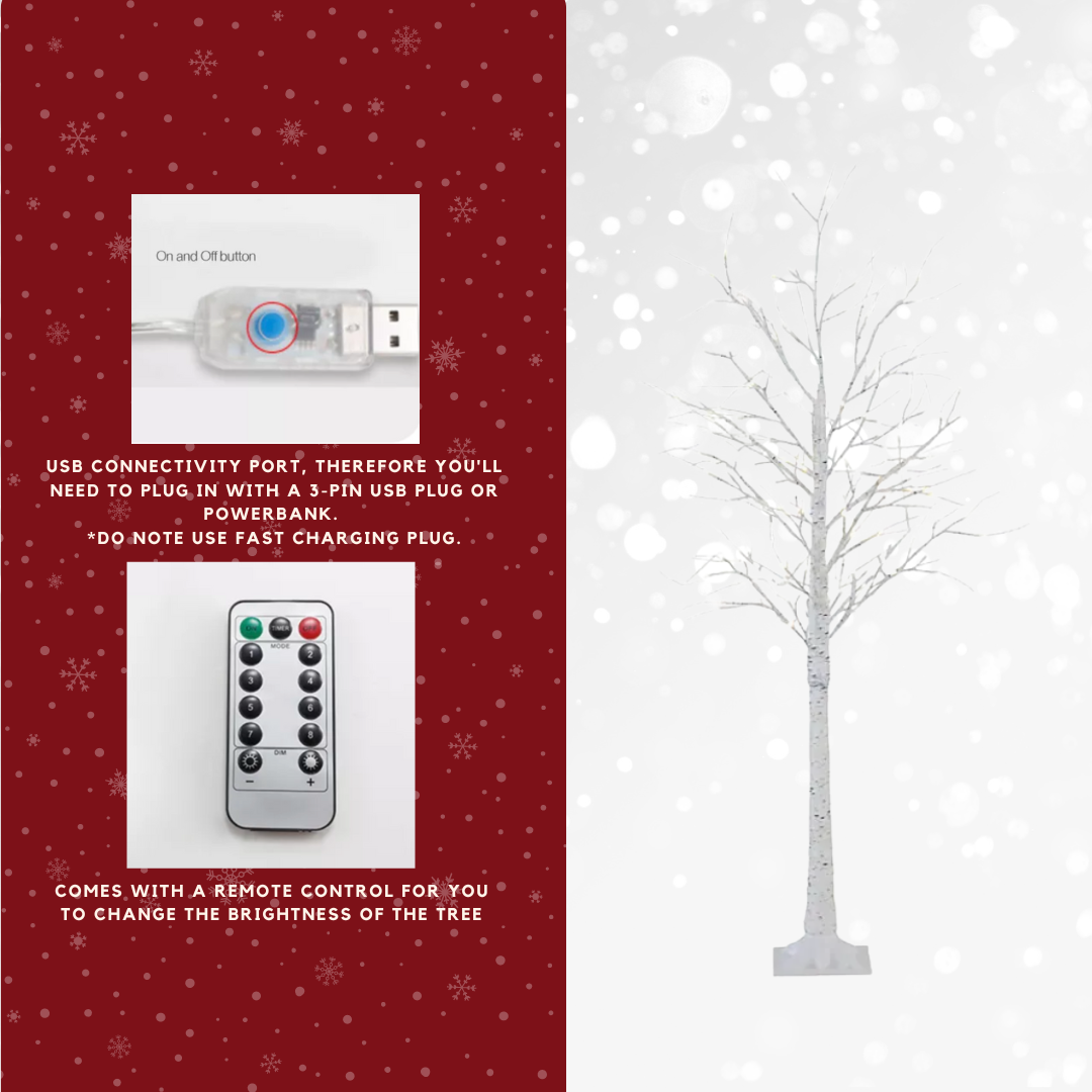 Xmas Decorative LED USB Birch Twig Tree Indoor Outdoor Use | Warm LED ...