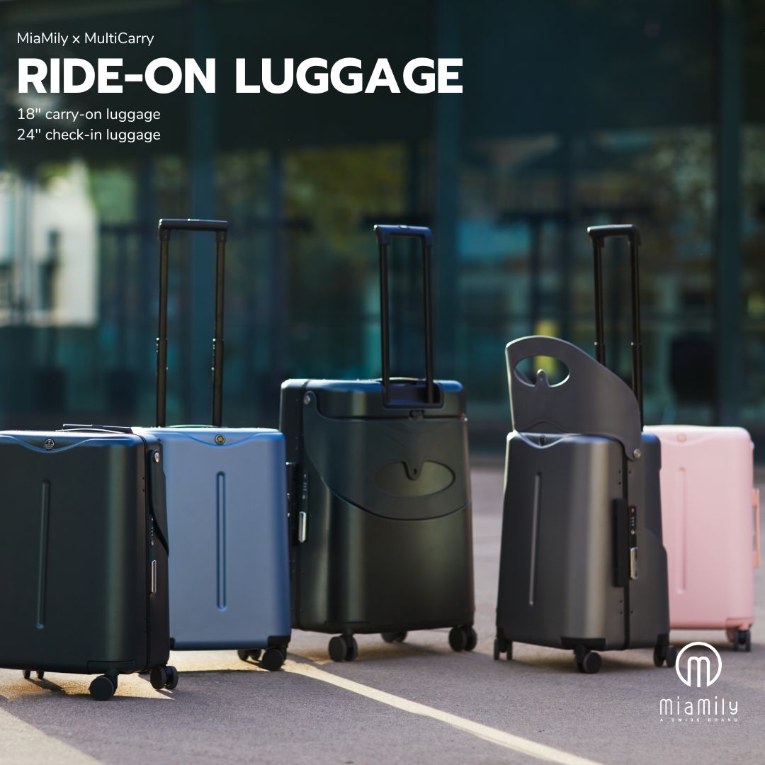 MiaMily Multicarry Carry On & Check In Luggage with Built-in Seat for ...