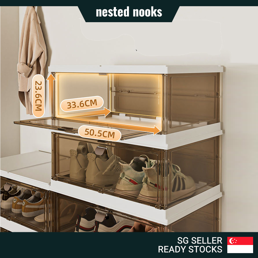 Large Foldable Stackable Shoe Storage Box Installation Free Shoe Rack ...