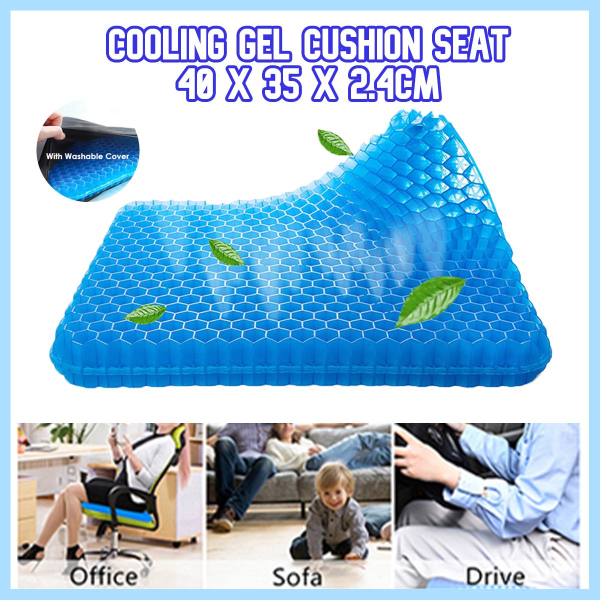 Cooling Seat Cushion With PCM – 28°F Ice Mat For Car, Office Chair, Bed & Travel, Foldable & No Sweat
