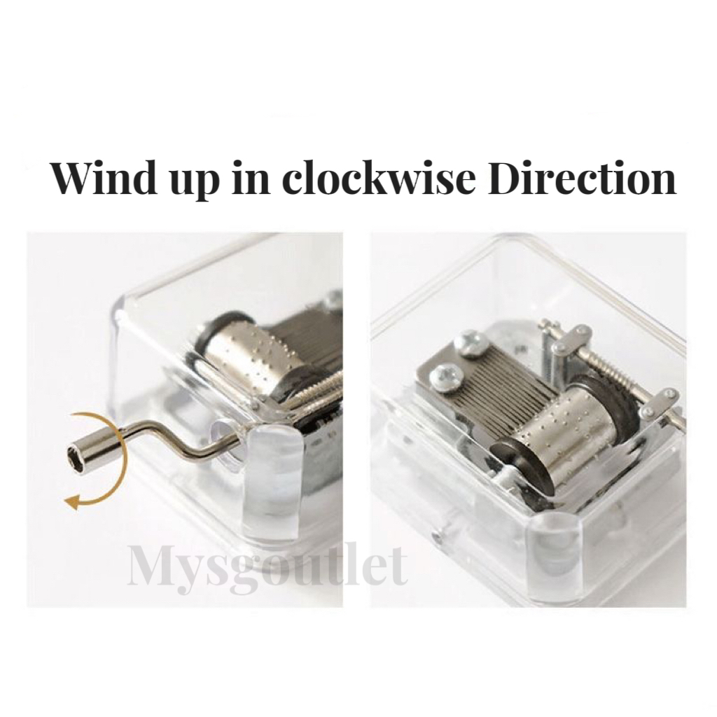 SG Stock Acrylic Music Box Manual Winding Music Toy Wind-Up Movement ...