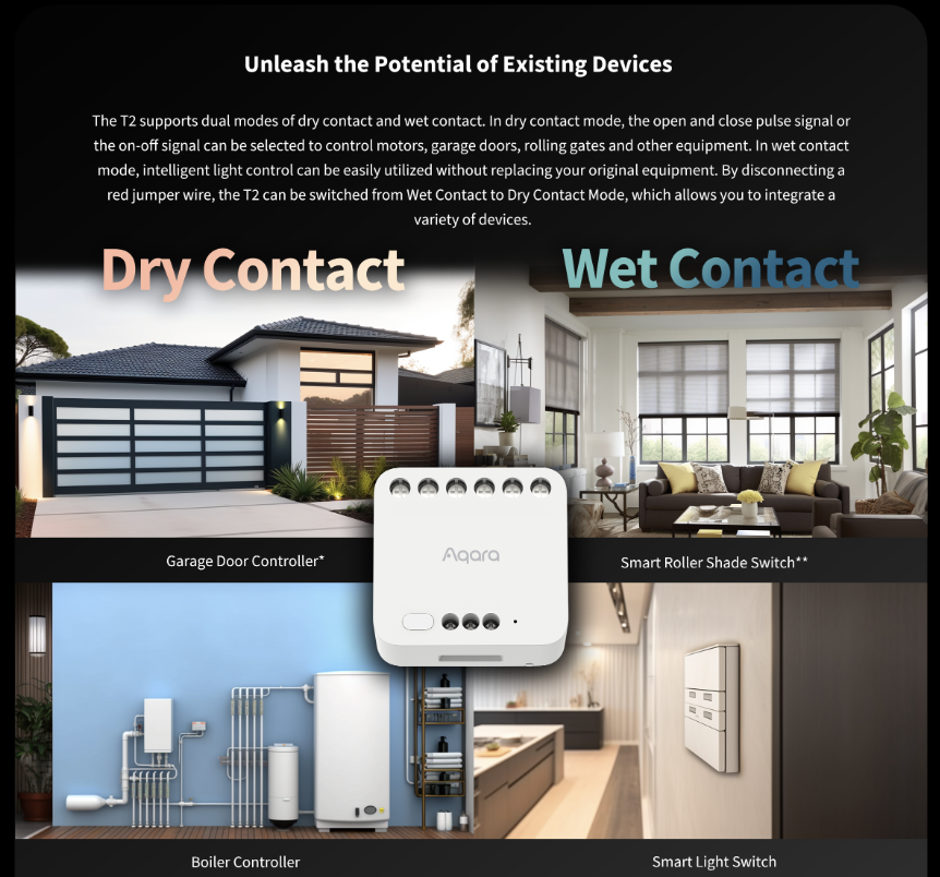 AQARA Dual Relay Module T2 Dry Wet Contact Mode Flexible Installation ...